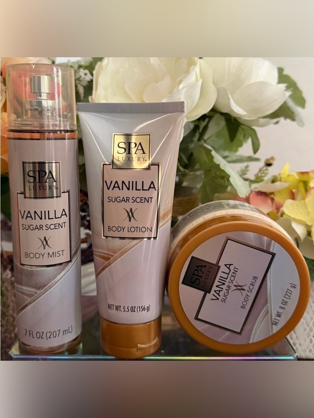 🆕🍨 SPA LUXURY “VANILLA SUGAR” 3-PIECE BODY CARE COLLECTION. BRAND NEW FULL SIZE